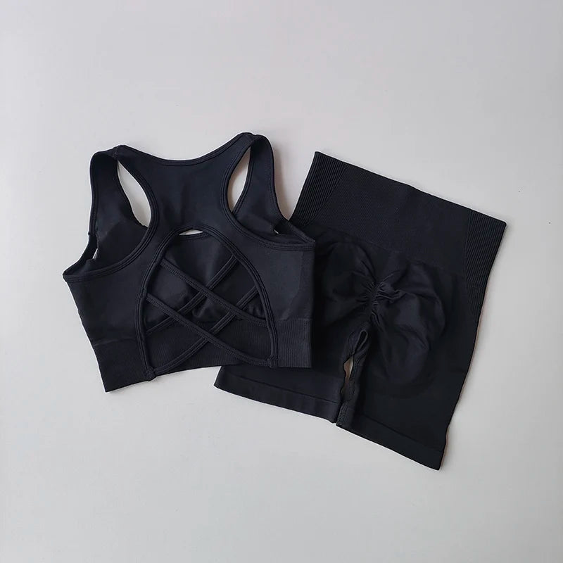 Ensemble de Sport Gainant Dos Croisé